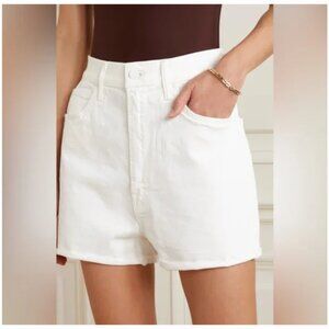 Mother Superior Women's High Waisted Tunnel Vision Fray Cuff Shorts White Sz 32